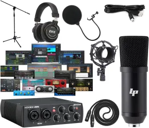 AudioBox 96 USB 2.0 Audio Interface Studio Bundle with Updated Studio One Artist Software Pack and LP Professional Condenser Microphone Kit (Black) and Recording Headphones