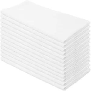 Aunti Em's Kitchen Flour Sack Dish Towels - Natural Cotton for Embroidery and Drying Glass, Hand, Dinnerware - Plain, Thick, Zero-Lint - Highly Absorbent - Set of 13, 27 x 27 Inch, White