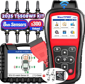 Autel MaxiTPMS TS508WF KIT, 300$ 8PCS 315 433MHz MX-Sensors   4PCS Metal Valves, 2025 Newer WiFi Ver. of TS508 TS501 TS601 TS408S, TPMS Programming Relearn Activate Scan tool, Clear DTCs, Free Updates