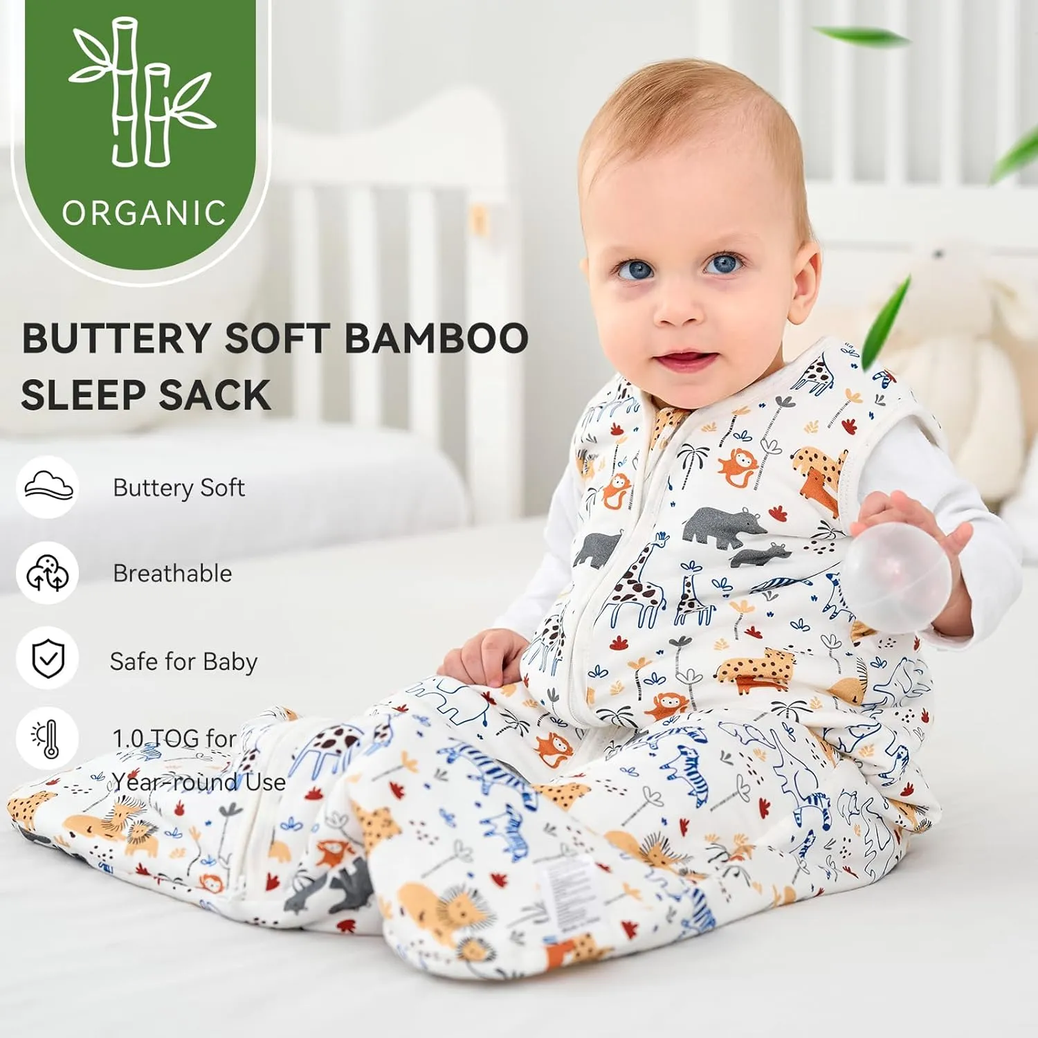 Baby Sleep Sack 18-24 Months Rayon Made From Bamboo 1.0 Tog Soft Wearable Blanket Baby Sleeping Bag for Infant Newborn 2-Way Zipper Toddler Sleep Sacks