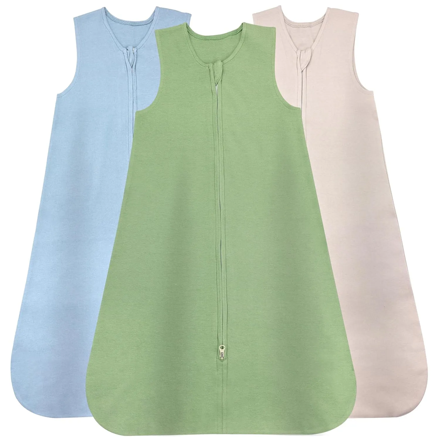 Baby Sleep Sack 6-12 Months - Baby Wearable Blanket - Breathable Cotton Sleep Sacks - 3 Pack Sleeping Bag Sack for Boy Girl, Medium Size, 2-Way Zipper, 0.5 Tog