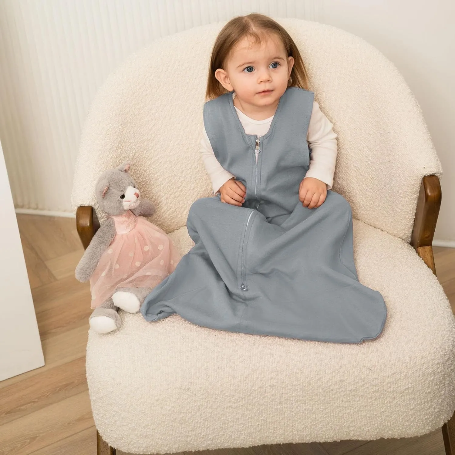 Baby Sleep Sack 6-12 Months - Baby Wearable Blanket - Breathable Cotton Sleep Sacks - 3 Pack Sleeping Bag Sack for Boy Girl, Medium Size, 2-Way Zipper, 0.5 Tog