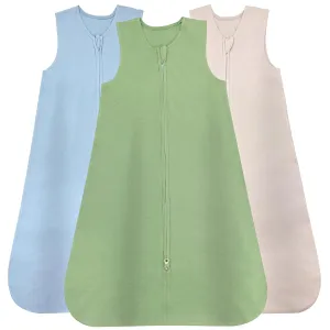 Baby Sleep Sack 6-12 Months - Baby Wearable Blanket - Breathable Cotton Sleep Sacks - 3 Pack Sleeping Bag Sack for Boy Girl, Medium Size, 2-Way Zipper, 0.5 Tog