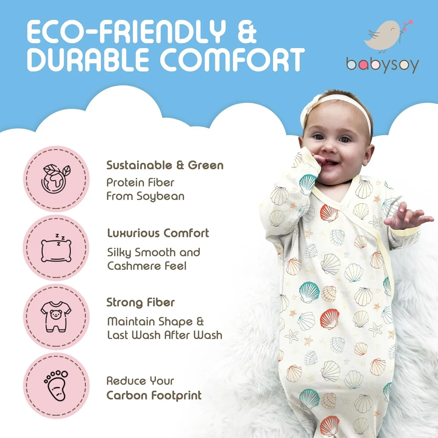 Babysoy Baby & Toddler Long Sleeve Pattern Sleep Sack Wearable Blanket