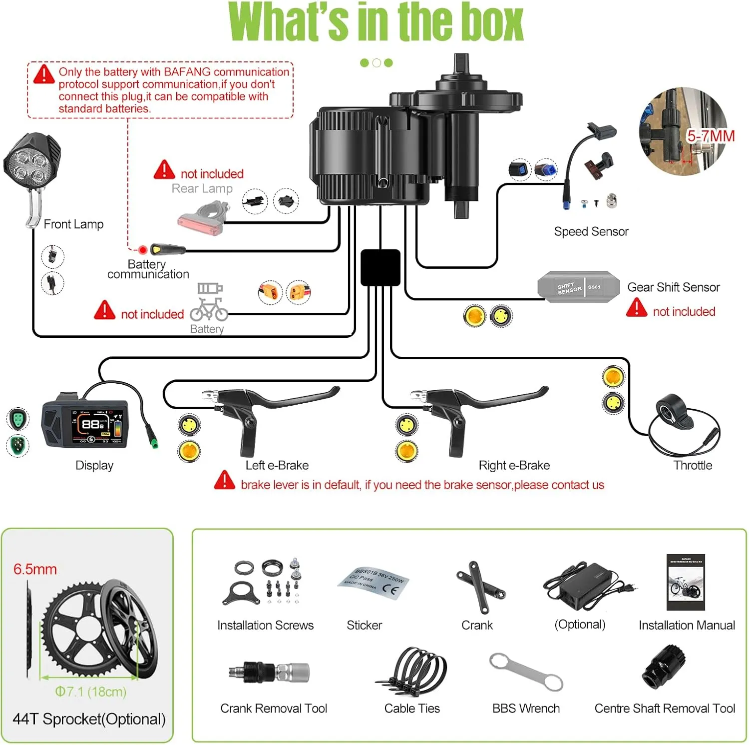 BAFANG 750W Mid Drive Kit with Battery(Optional),Upgraded BBS02B 48V Mid Drive Ebike Conversion Kit with EKD01 Display&Ebike Battery for BB 68-73MM Mountain Bike,City Bike,Commuter Ebike