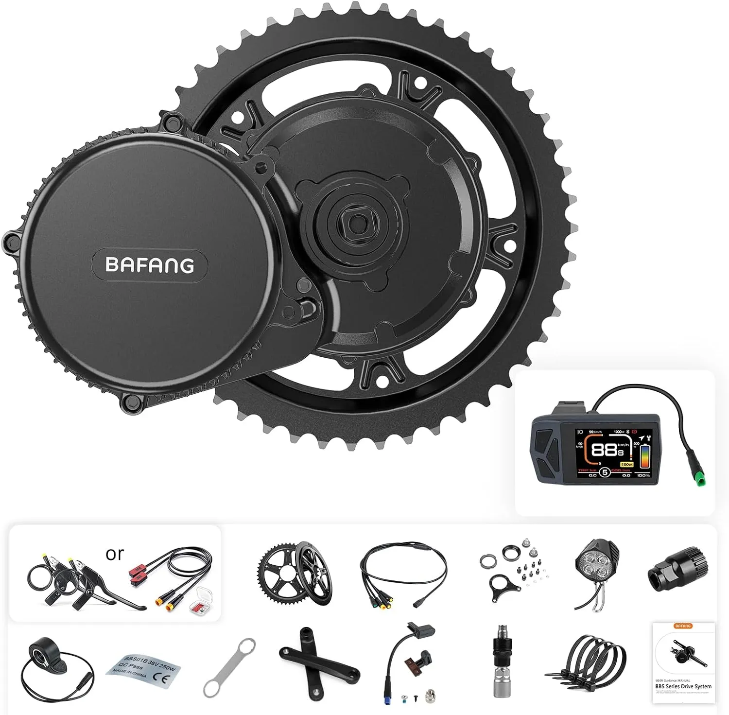 BAFANG 750W Mid Drive Kit with Battery(Optional),Upgraded BBS02B 48V Mid Drive Ebike Conversion Kit with EKD01 Display&Ebike Battery for BB 68-73MM Mountain Bike,City Bike,Commuter Ebike