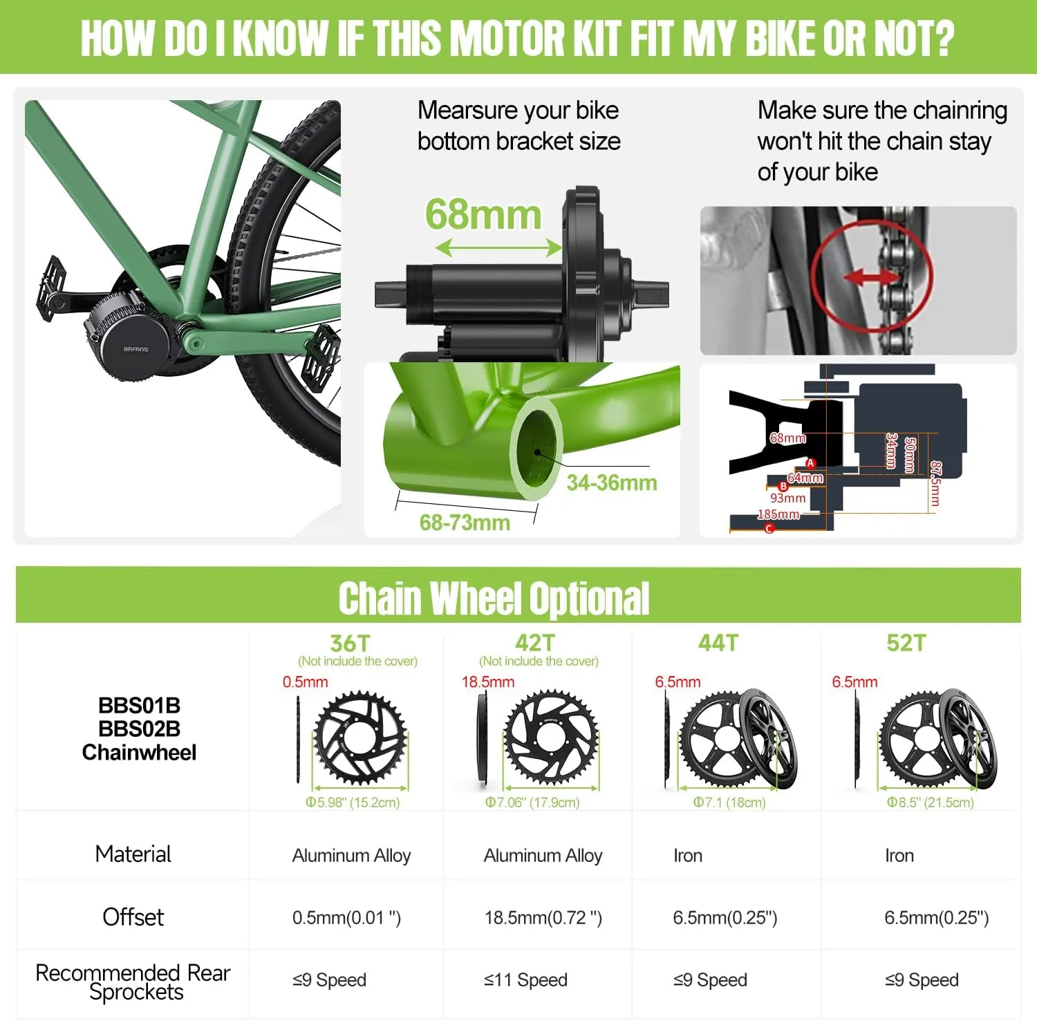 BAFANG 750W Mid Drive Kit with Battery(Optional),Upgraded BBS02B 48V Mid Drive Ebike Conversion Kit with EKD01 Display&Ebike Battery for BB 68-73MM Mountain Bike,City Bike,Commuter Ebike