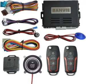 BANVIE ① Car Keyless Entry Security Alarm System   ② Remote Engine Starter   ③ Push to Start Stop Iginition Kit Button