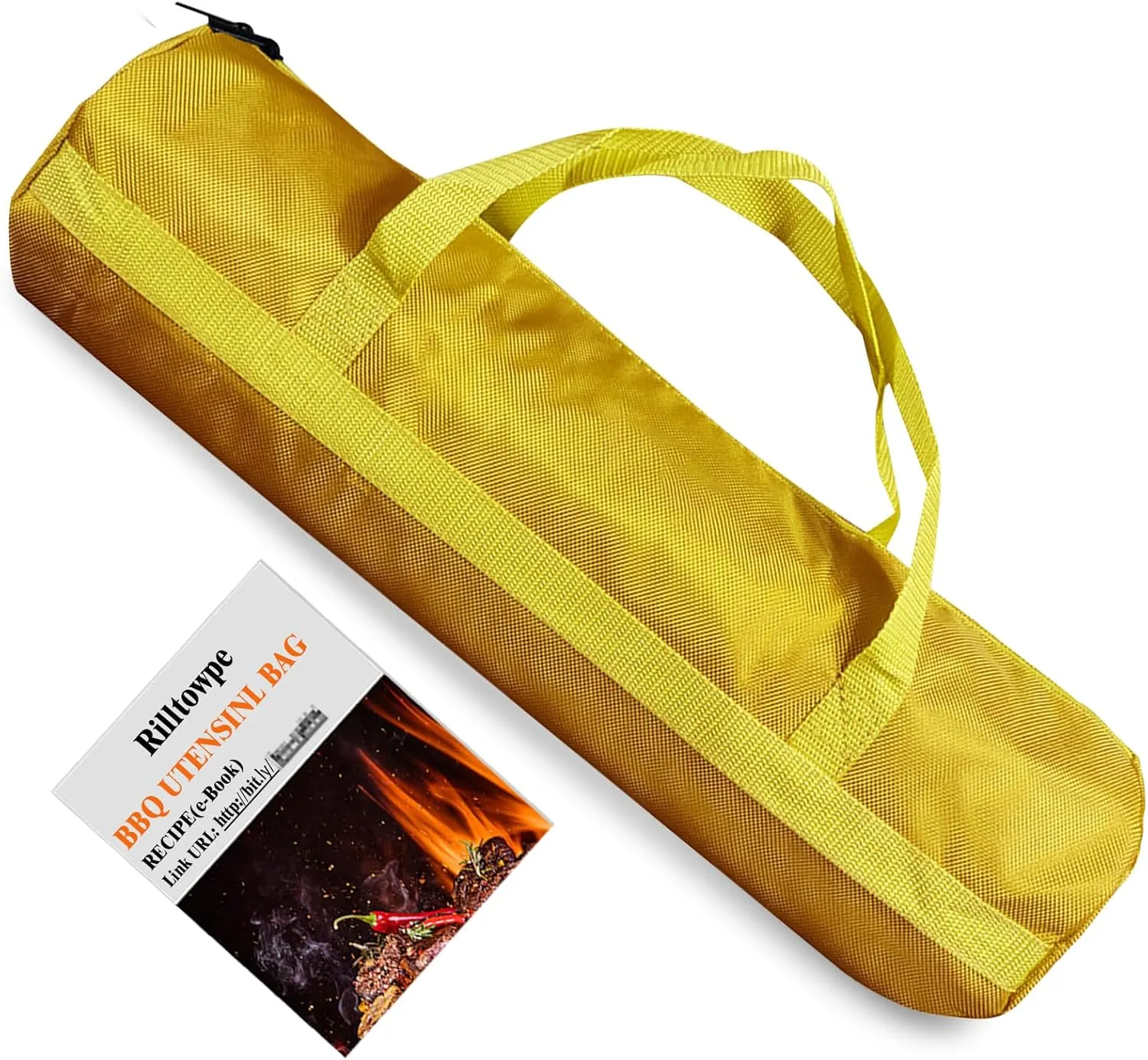 BBQ Tool Storage Bag，Grill Accessory Storage，BBQ Tool Storage，Thickened Waterproof BBQ Tool Bag (Yellow)，Gifts for Men, Dad, Husband.