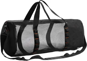 Beach Dive Bag – Extra Large Mesh Cylinder Tote, Zippered Travel Organizer | Portable Foldable Waterproof Bag for Snorkeling, Spearfishing, Freediving Gear Storage, Lightweight Pool Utility Bag