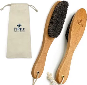Beach Sand and Pool Feet Brush w/Soft Bristles | 2 Pc. Set | Use Also for Surfboards, Towels, Chairs, Pet Paws, & Outdoor Gear | Portable Travel Gear w/Cotton Bag | Sand Remover (Natural)