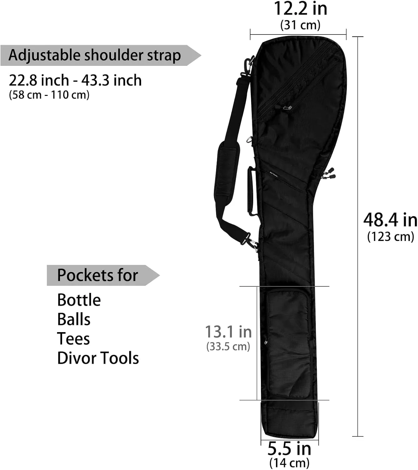 Big Teeth Golf Sunday Bag, Small Golf Bag Lightweight, Par 3 Golf Bag for A Few Clubs Driving Range, Practice with Carry Shoulder Strap Foldable Multi-Colour