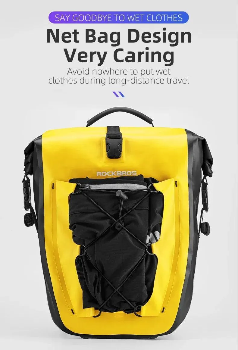 Bike Pannier Bag Waterproof 25L Capacity Bike Rack Bag Mountain Road Bicycle Tail Seat Long Travel Double Side Bike Bag