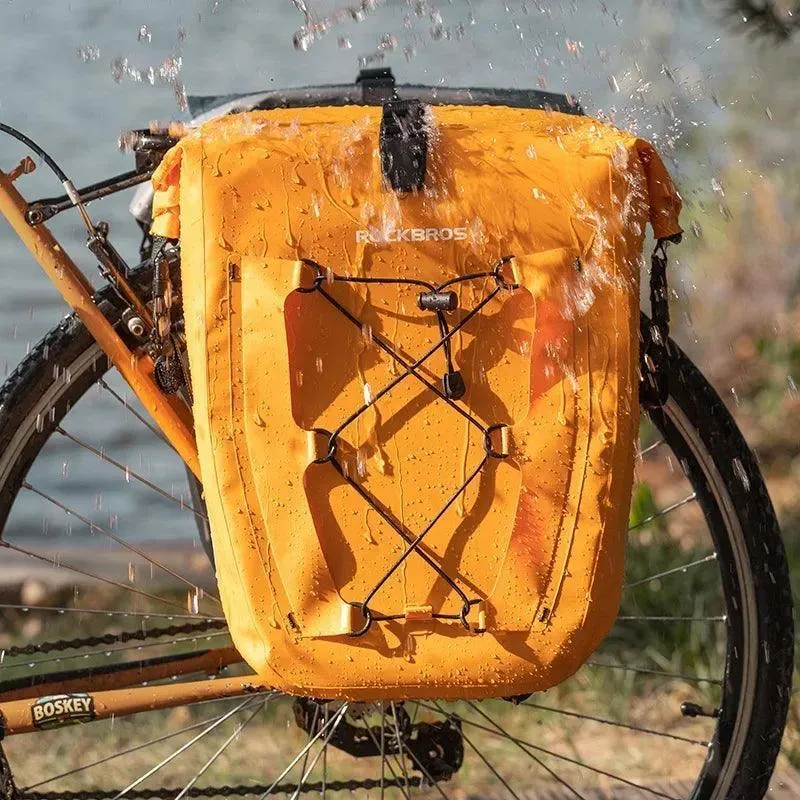 Bike Pannier Bag Waterproof 25L Capacity Bike Rack Bag Mountain Road Bicycle Tail Seat Long Travel Double Side Bike Bag