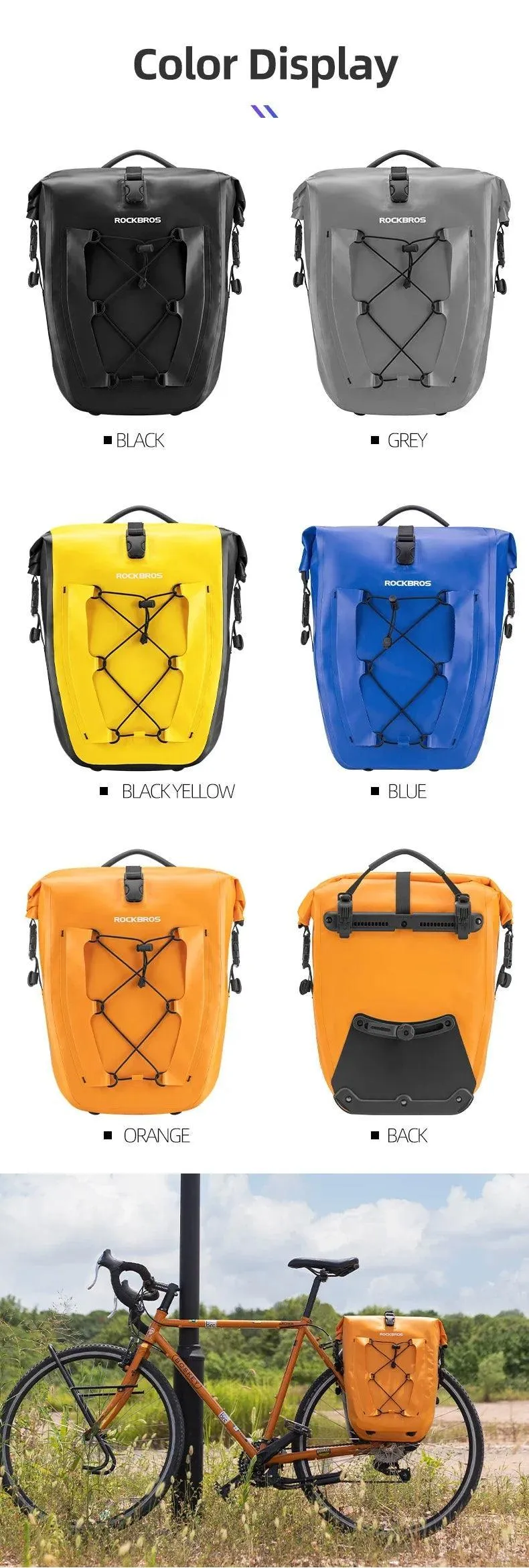 Bike Pannier Bag Waterproof 25L Capacity Bike Rack Bag Mountain Road Bicycle Tail Seat Long Travel Double Side Bike Bag