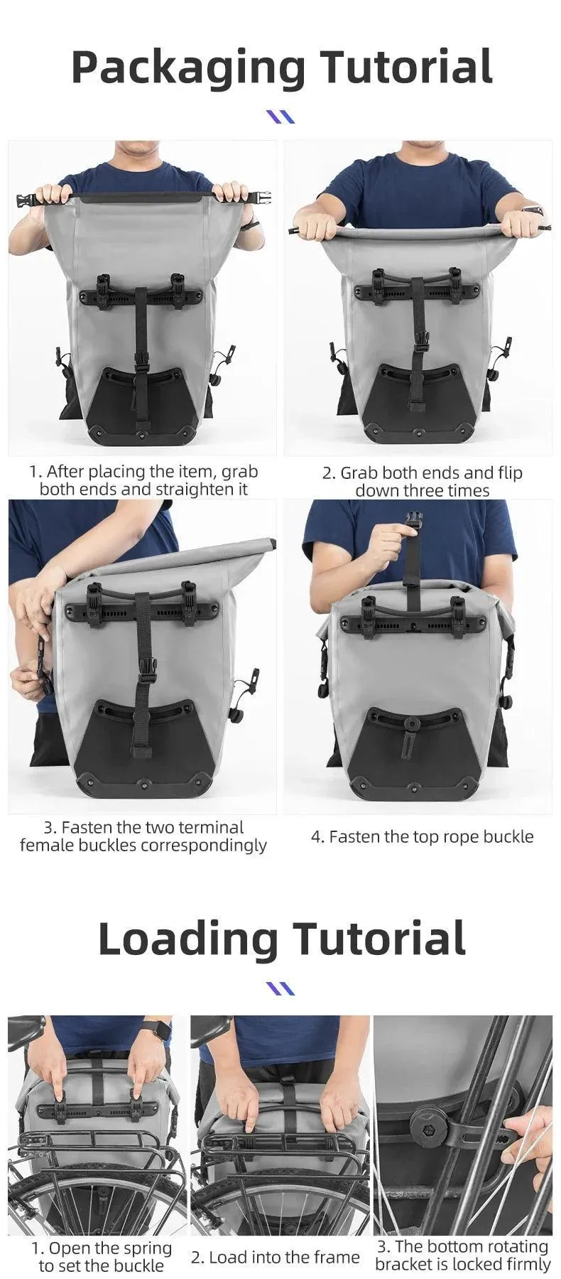 Bike Pannier Bag Waterproof 25L Capacity Bike Rack Bag Mountain Road Bicycle Tail Seat Long Travel Double Side Bike Bag