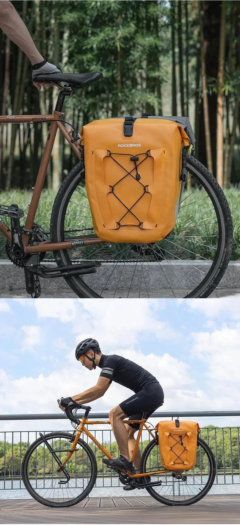 Bike Pannier Bag Waterproof 25L Capacity Bike Rack Bag Mountain Road Bicycle Tail Seat Long Travel Double Side Bike Bag