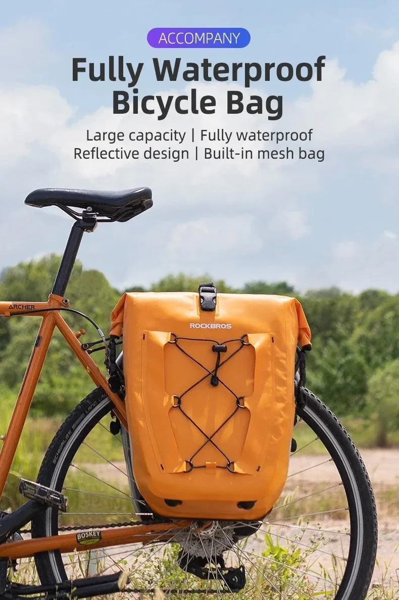 Bike Pannier Bag Waterproof 25L Capacity Bike Rack Bag Mountain Road Bicycle Tail Seat Long Travel Double Side Bike Bag