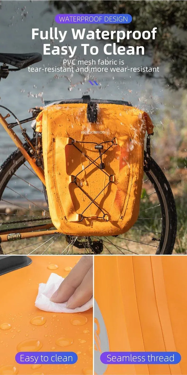 Bike Pannier Bag Waterproof 25L Capacity Bike Rack Bag Mountain Road Bicycle Tail Seat Long Travel Double Side Bike Bag
