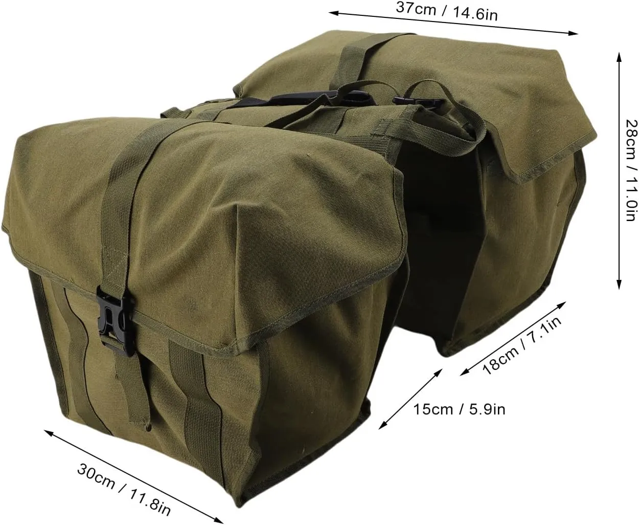 Bike Rear Rack Storage Bag, Bike Seat Double Bag Canvas Reflective for Cycling