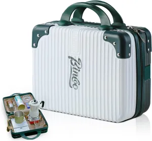 Bincoo Coffee Maker Travel Case for Barista Espresso Machine Travel Case Waterproof-Coffee Maker Storage Box with Comfortable Hand Hold Belt, Suitable for Travelling, Office, Camping (White and green)