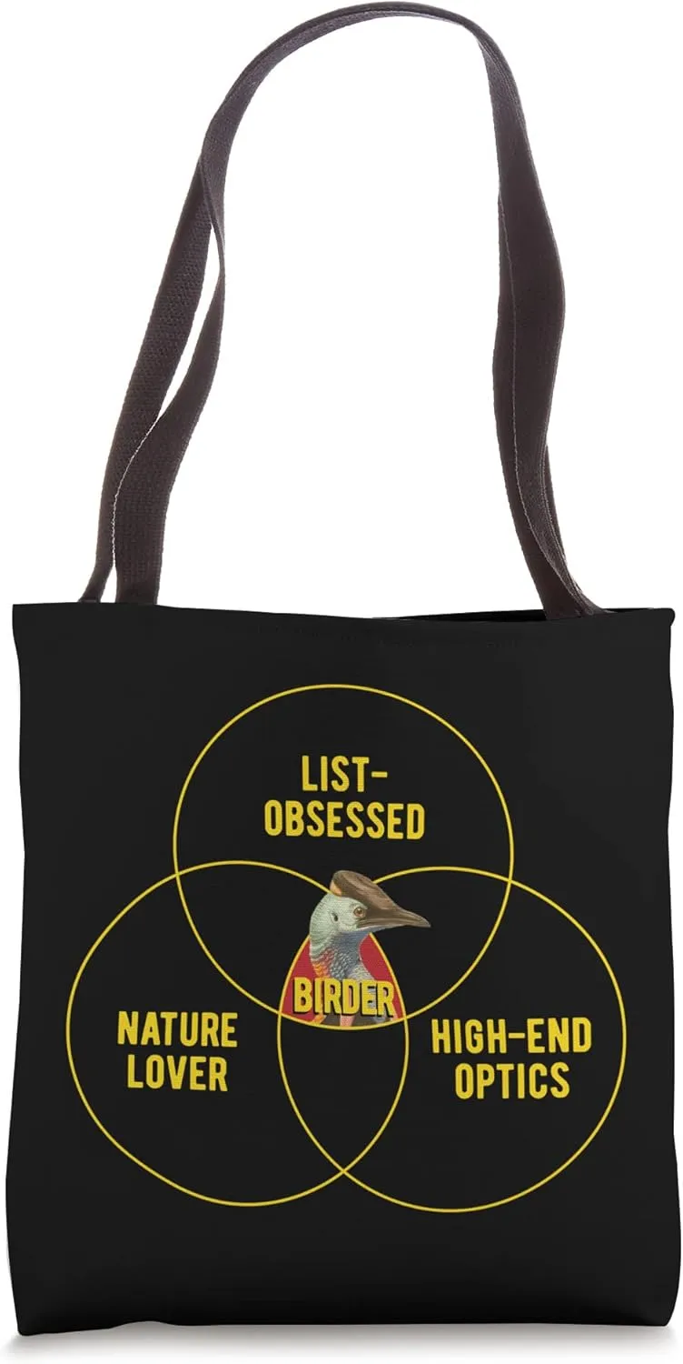 Birder Venn Diagram List Obsessed Nature Lover Birdwatchers Tote Bag