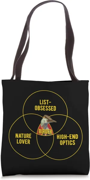 Birder Venn Diagram List Obsessed Nature Lover Birdwatchers Tote Bag