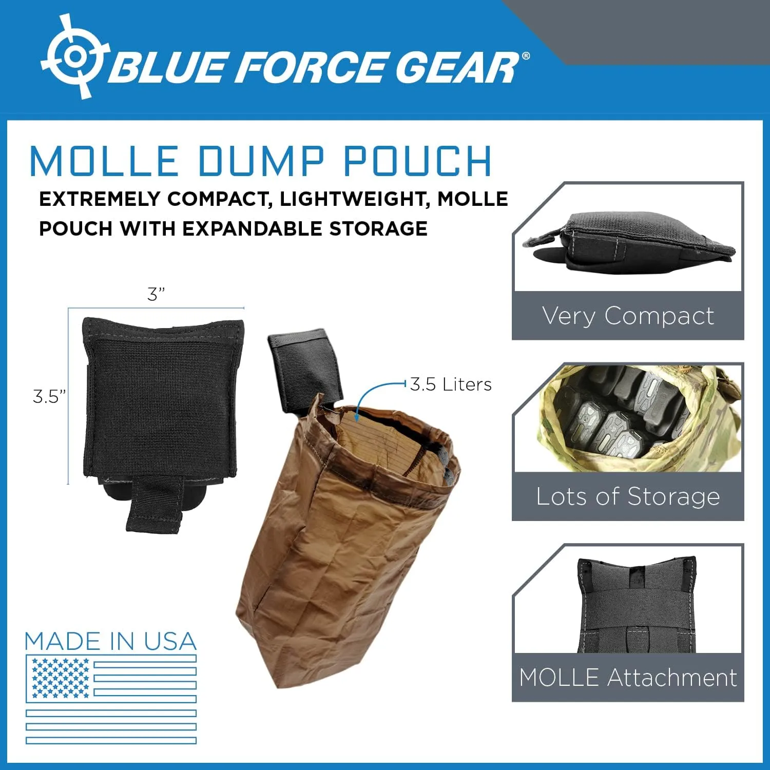 Blue Force Gear MOLLE Dump Pouch - Compact Storage for Mags