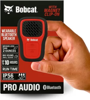 Bobcat Wearable Bluetooth Speaker – Clipon, Running Wearable Speaker, 5W Power, Ultra-Light, Waterproof, Dustproof, Magnetic Mount, Noise-Canceling, Hands-Free Calls, Red/Black