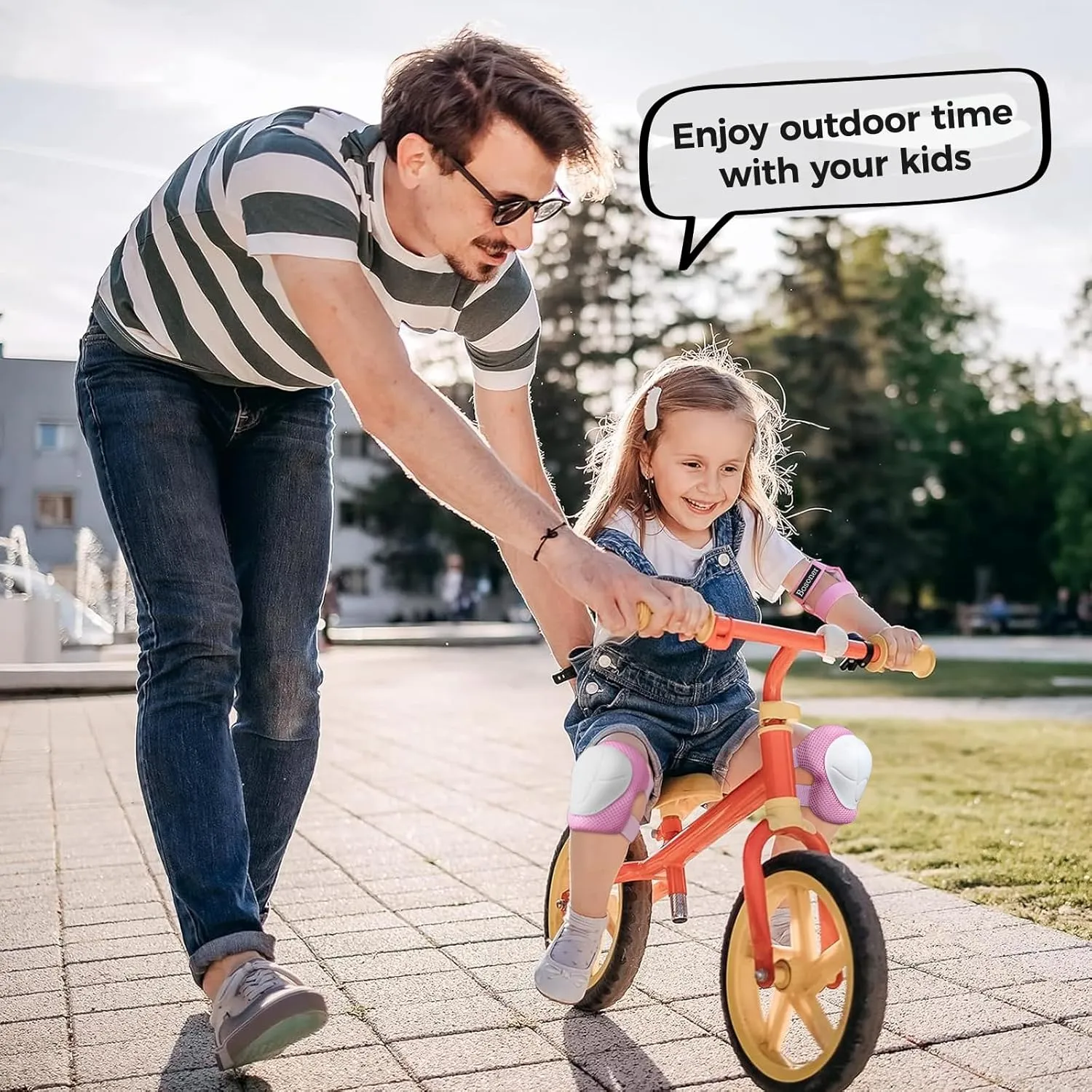 BOSONER Basic Kids Protective Gear: Kids Knee Pads and Elbow Pads with Wrist Guards Set for 3-15 Years - Design for Roller Skates, Cycling, BMX Bike, Skateboard, Inline Skating, Scooter Riding Sports