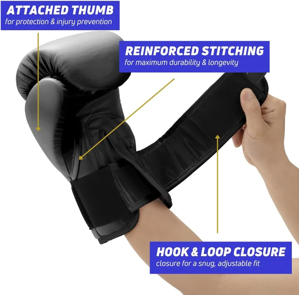 Boxing Gloves for Men & Women - Leather Gloves for Heavy Bag, Punching Bag,Muay Thai, MMA, Kickboxing, Gym Training, Sparring Pro-Style Guantes de Boxeo 12oz 14oz 16oz