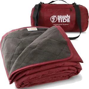 BRAWNTIDE Large Outdoor Waterproof Blanket - Extra Thick Fleece, Warm, Windproof, Sandproof, Quilted, 82" x 55", Ideal for Beaches, Picnics, Camping, Stadiums, Dogs, Car