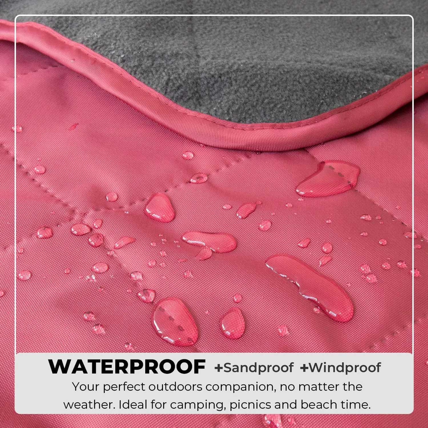 BRAWNTIDE Large Outdoor Waterproof Blanket - Extra Thick Fleece, Warm, Windproof, Sandproof, Quilted, 82" x 55", Ideal for Beaches, Picnics, Camping, Stadiums, Dogs, Car