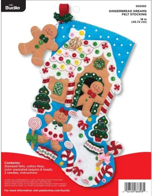 Bucilla 18-inch Christmas Stocking Felt Applique Kit, 86898E Gingerbread Dreams