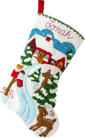 Bucilla Felt Applique 18" Stocking Making Kit, Winter Days, Perfect for DIY Arts and Crafts, 89464E