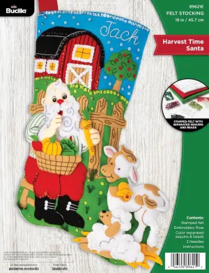 Bucilla, Harvest Time Santa, Felt Applique 18" Stocking Making Kit, Perfect for DIY Arts and Crafts, 89621E