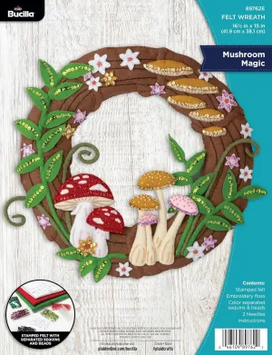 Bucilla, Mushroom Magic, Perfect for DIY Arts and Crafts Felt Applique Wreath Making Kit
