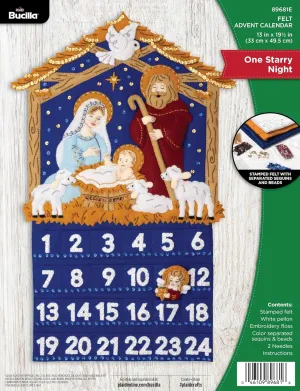 Bucilla, One Starry Night, Felt Applique Advent Calendar Kit, Perfect for Holiday DIY Arts and Crafts, 89681E