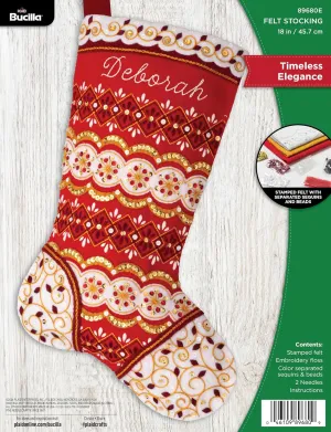Bucilla, Timeless Elegance, Felt Applique 18" Stocking Making Kit, Perfect for Holiday DIY Arts and Crafts, 89680E