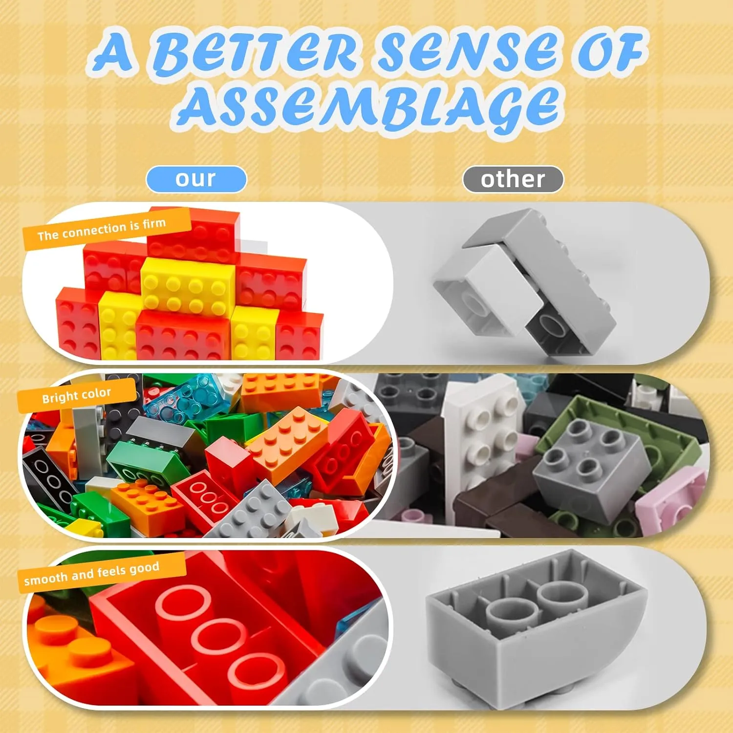 Building Bricks 320 Pieces, Tan Bricks Bulk Kit, Basic Parts Accessories, Classic Creative Building Blocks Set, Compatible