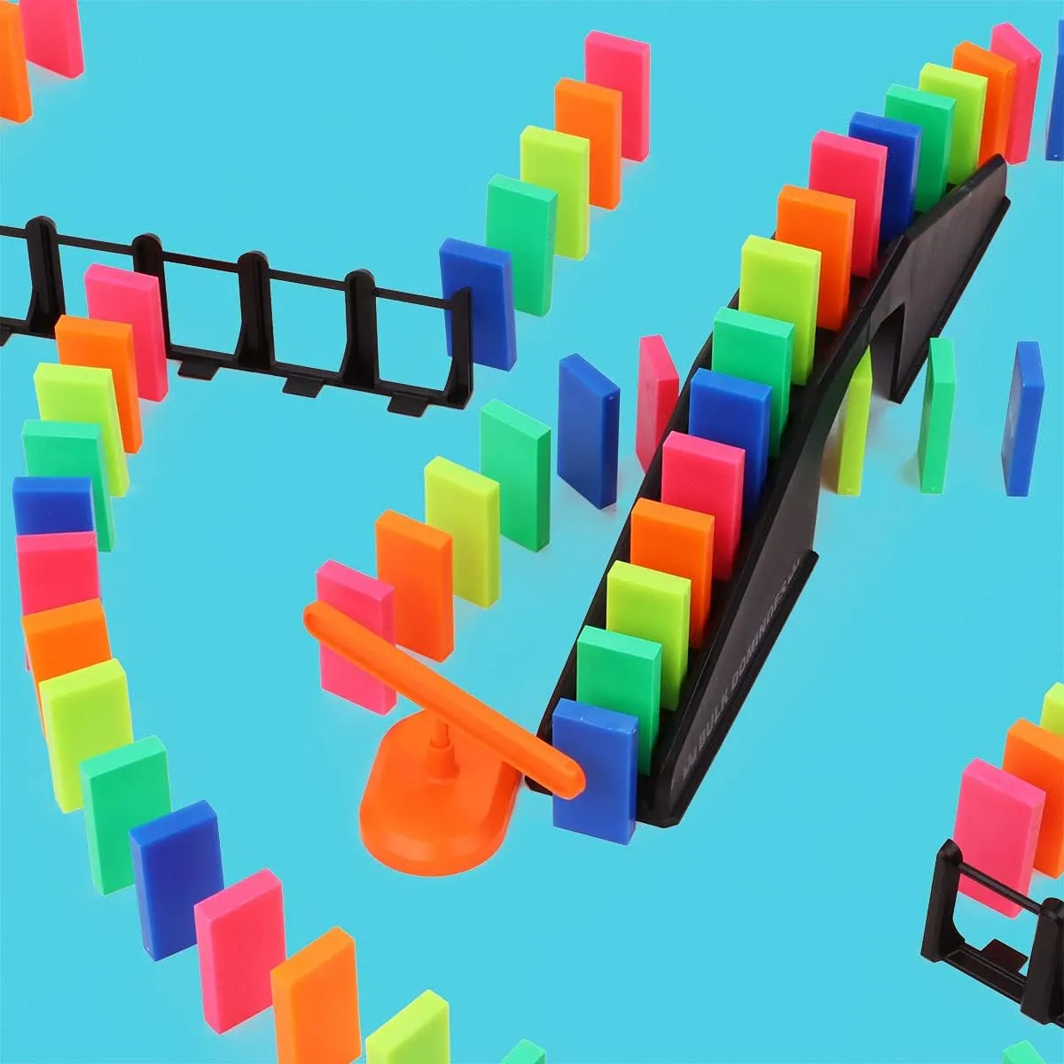 Bulk Dominoes Pro-Domino Kit | Dominoes Set, STEM STEAM Small Toys, Family Games for Kids, Kids Toys and Games, Building, Toppling, Chain Reaction Sets (Neon Basic)