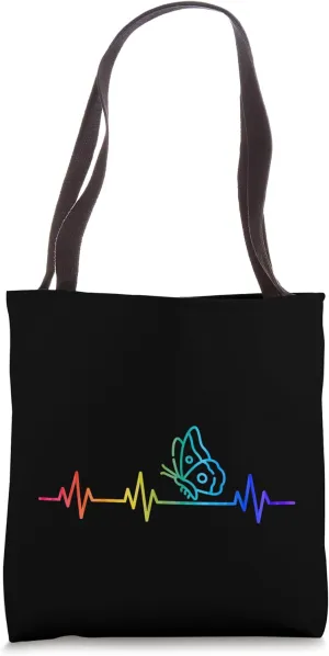 Butterfly Heartbeat Life Wholesome Butterfly EKG Pulse Tote Bag