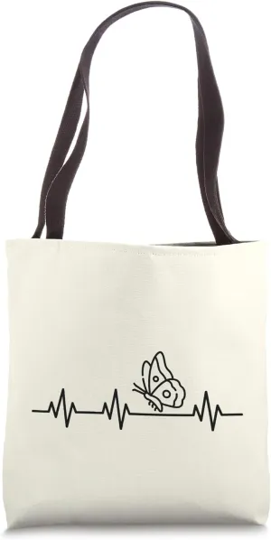 Butterfly Heartbeat Life Wholesome Butterfly EKG Pulse Tote Bag