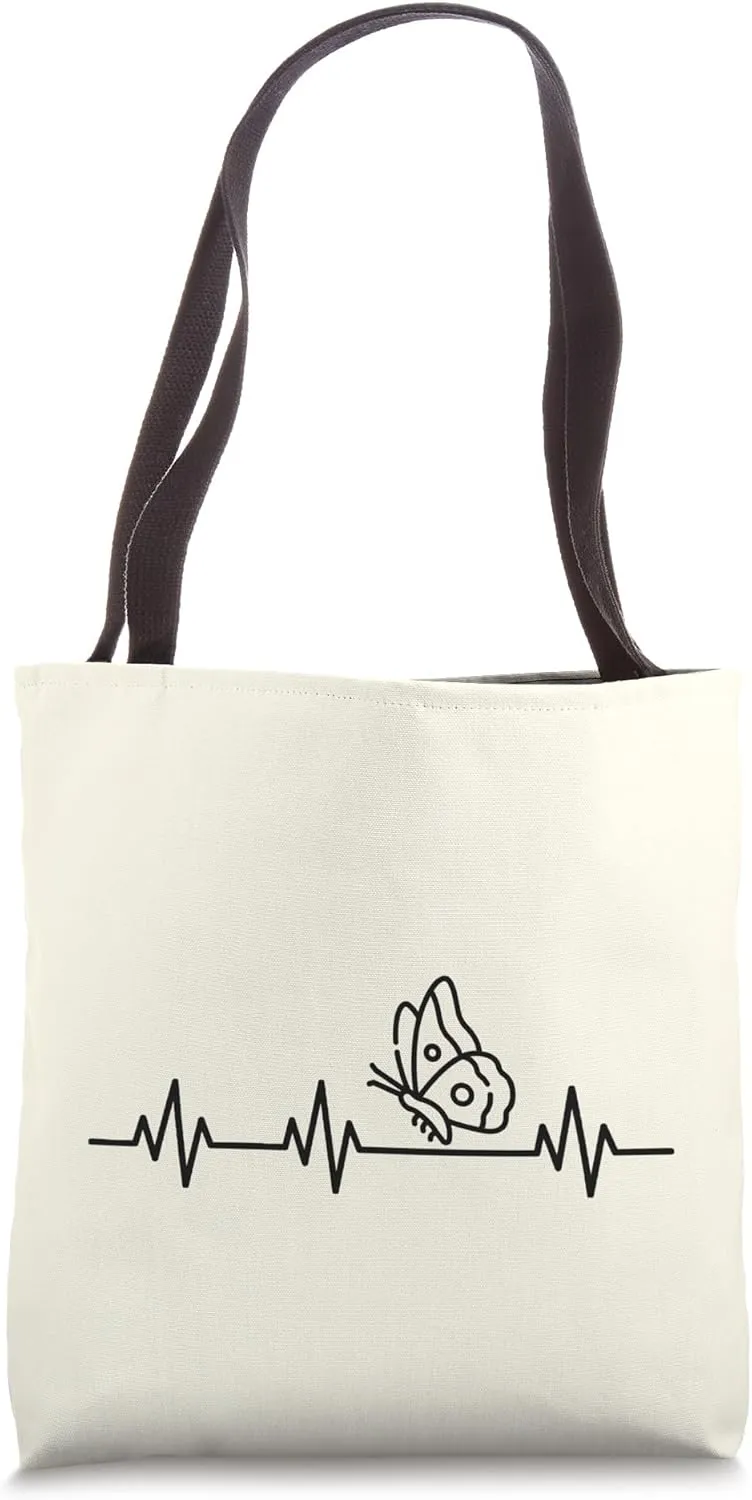 Butterfly Heartbeat Life Wholesome Butterfly EKG Pulse Tote Bag