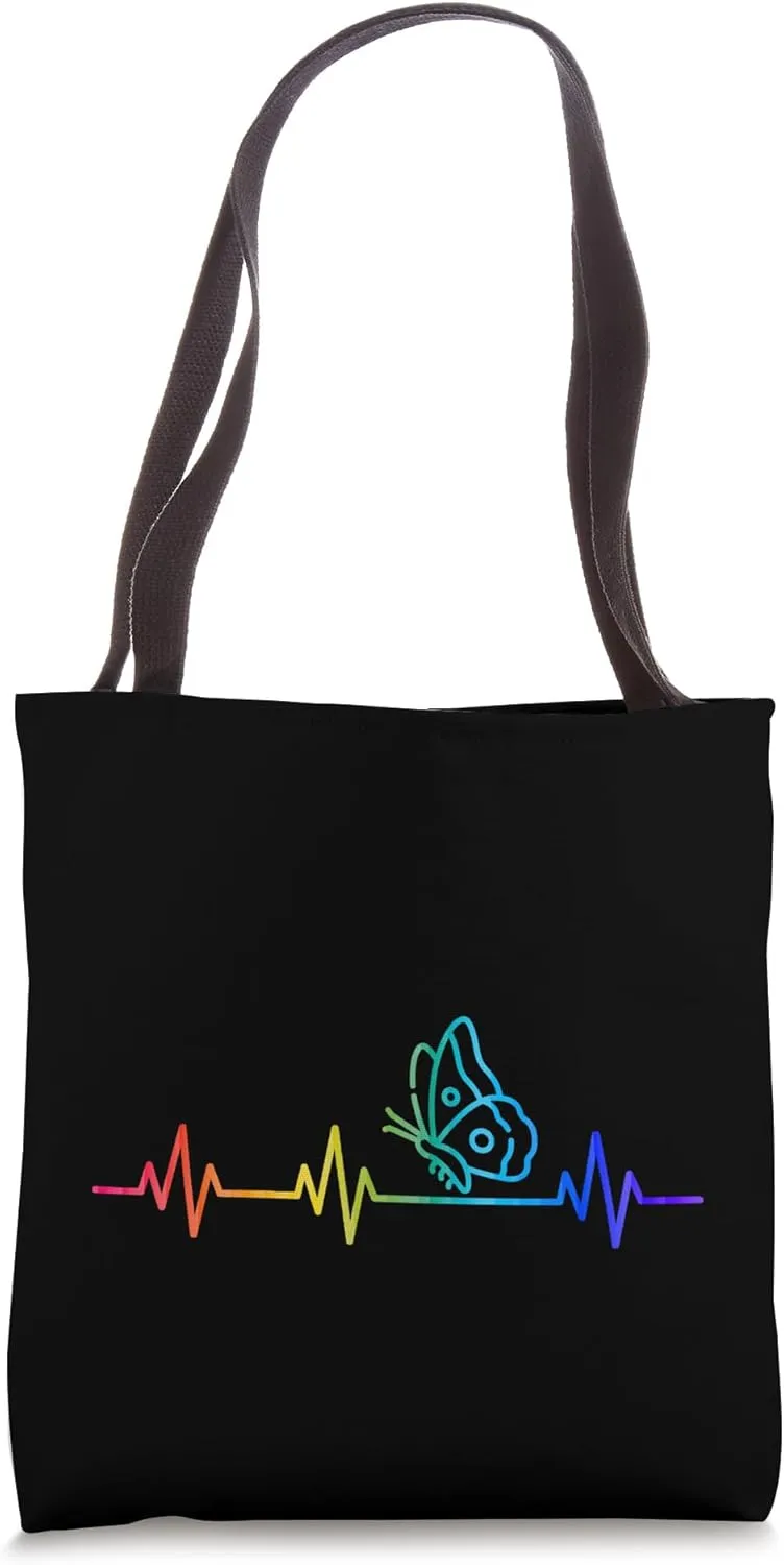 Butterfly Heartbeat Life Wholesome Butterfly EKG Pulse Tote Bag