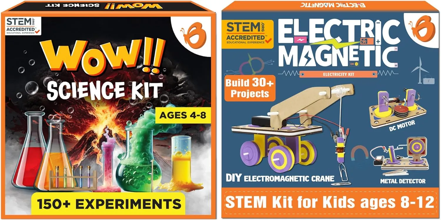 ButterflyEdufields 150  Experiments Wow Science Kit for Boys and Girls Ages 4 6 8 10 & 30in1 STEM Kits for Kids Age 8-10-14