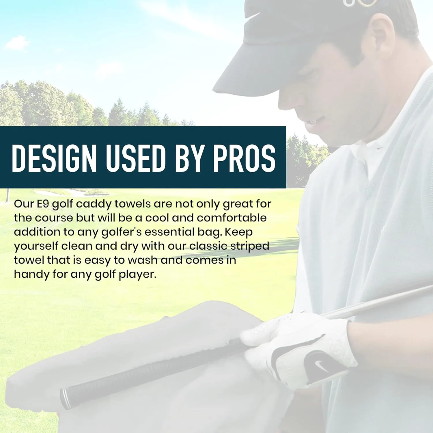 Caddy Golf Towel - Extra-Large 22” X 44” Caddie Towel Used by Tour Professionals, Premium Soft Cotton, Superior Absorption Caddy Towel | 5 Stylish Colors