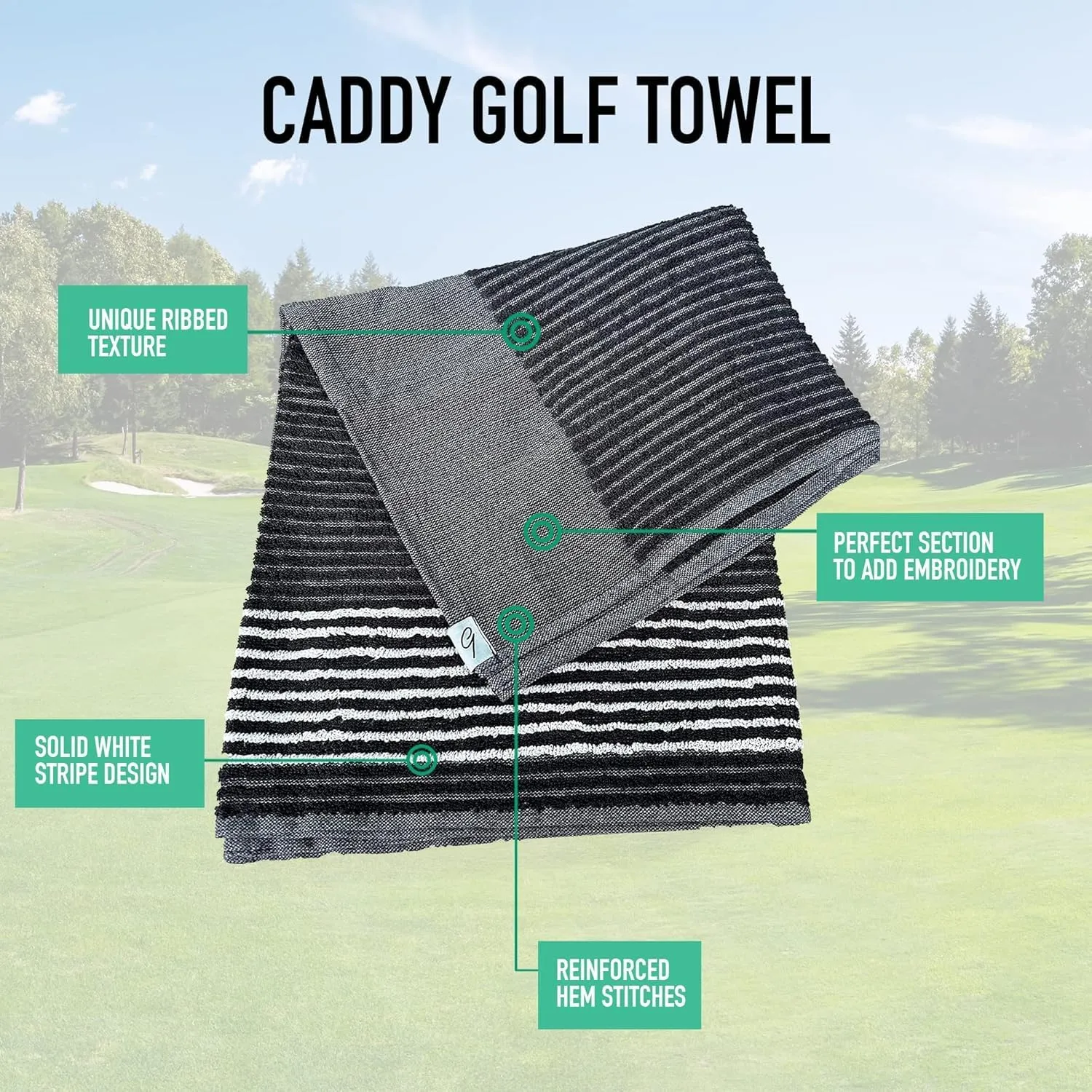 Caddy Golf Towel - Extra-Large 22” X 44” Caddie Towel Used by Tour Professionals, Premium Soft Cotton, Superior Absorption Caddy Towel | 5 Stylish Colors