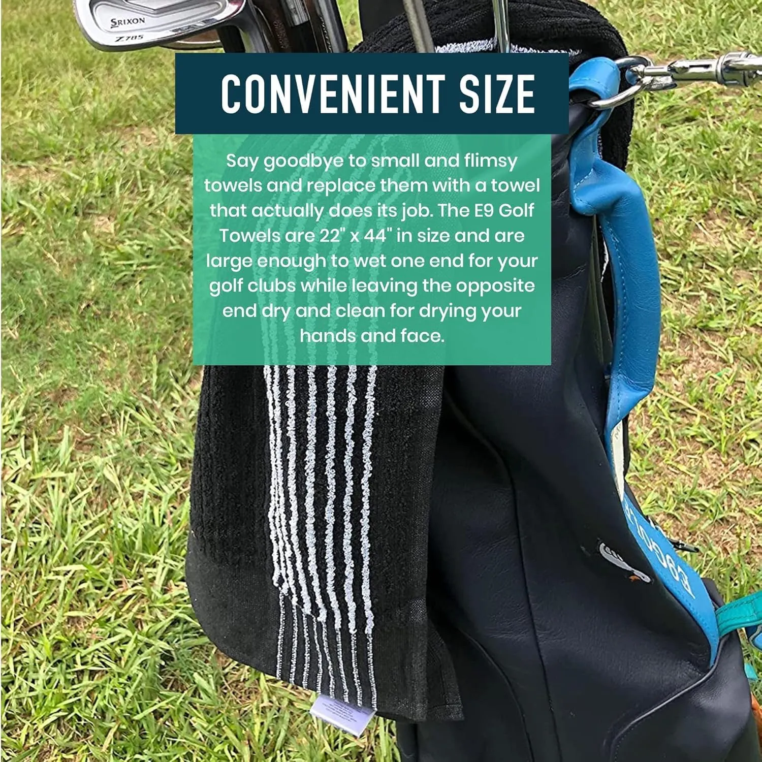 Caddy Golf Towel - Extra-Large 22” X 44” Caddie Towel Used by Tour Professionals, Premium Soft Cotton, Superior Absorption Caddy Towel | 5 Stylish Colors