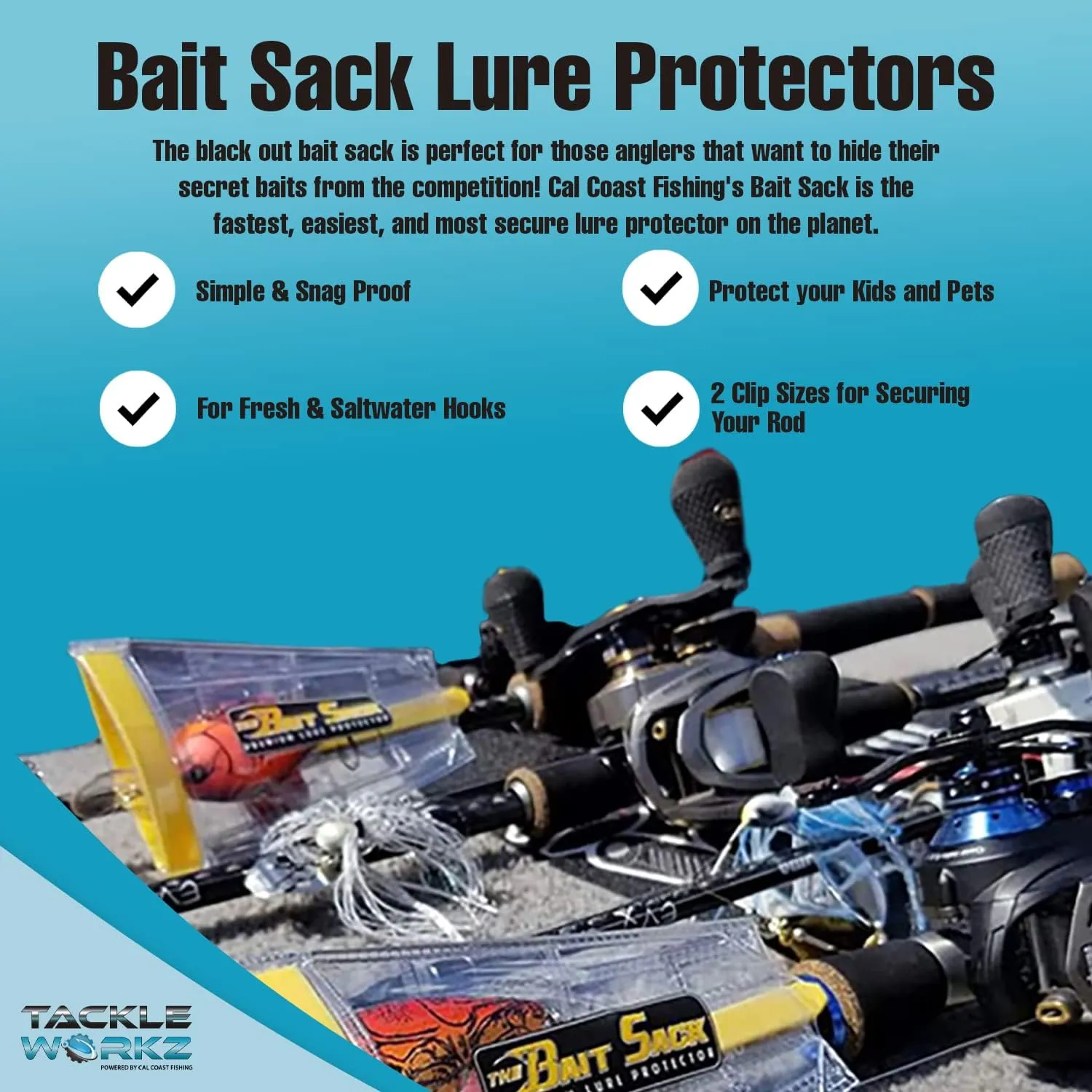 Cal Coast The Bait Sack - Holder for Bait, Hook, and Lure - Clip Easily onto Your Rod - Great for Any Fish Tournament - Keeps Line Untangled - Offers Protection from Hooks